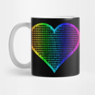 Distressed Rainbow and Black Gingham Heart Mug